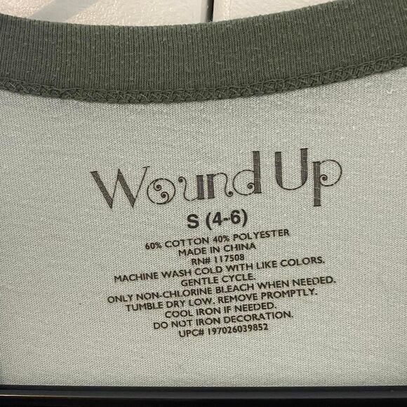 Retro Camping Positive Blue Green Graphic Cropped Ringer Baby Tee - Picture 3 of 3